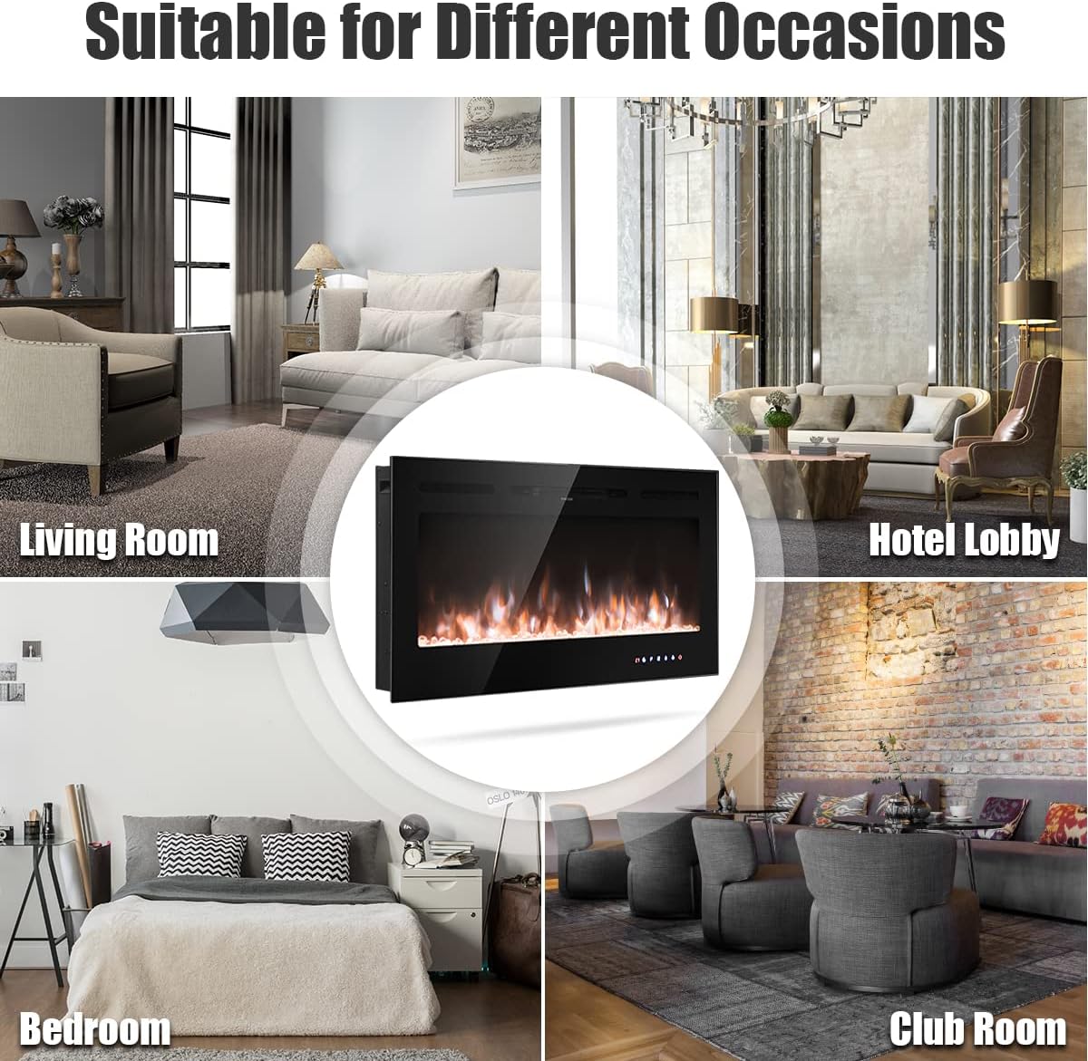 Happytools 40 Inch Electric Fireplace Heater - DOKAN