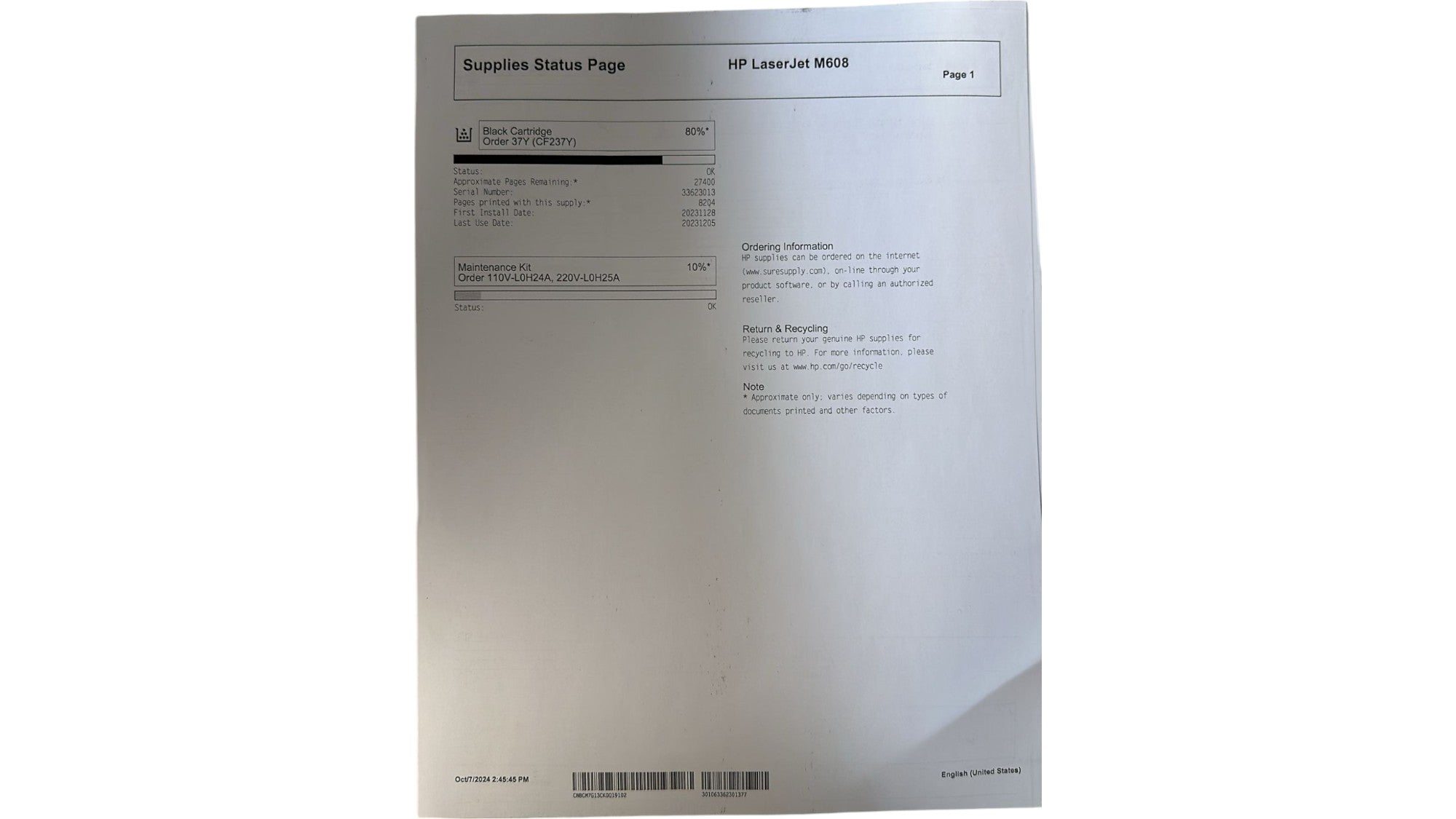 HP LaserJet Printer M608 - Large Screen - DOKAN